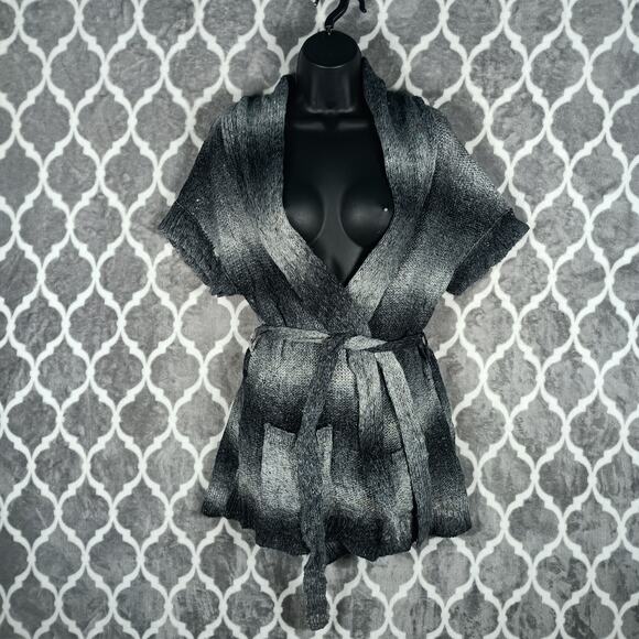 Cache | Sweaters | Cache Wrap Sweater Women Medium Gray Black Belted ...